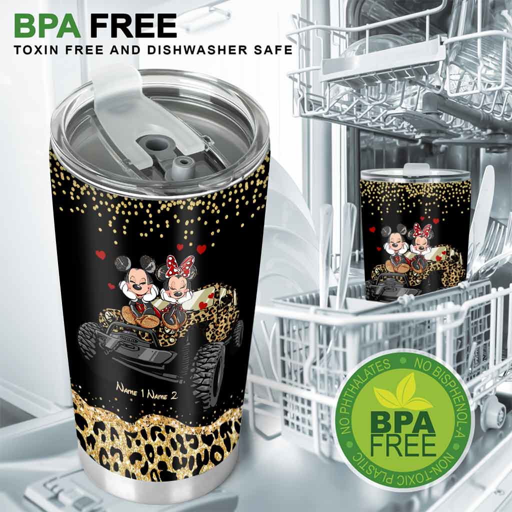 King And Queen - Personalized Couple Car Tumbler With 3D Pattern Print