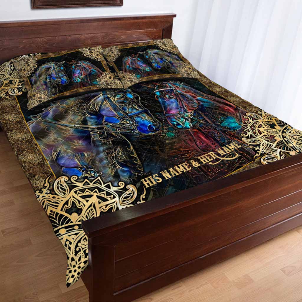 From Our First Kiss Till Our Last Breath - Personalized Couple Horse Quilt Set