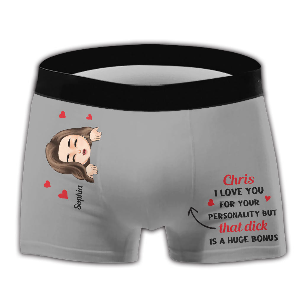 I Love You For Your Personality - Personalized Couple Men's Boxer Briefs
