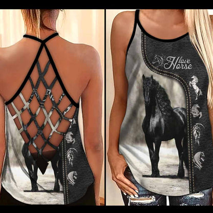 Love Horses Cross Tank Top