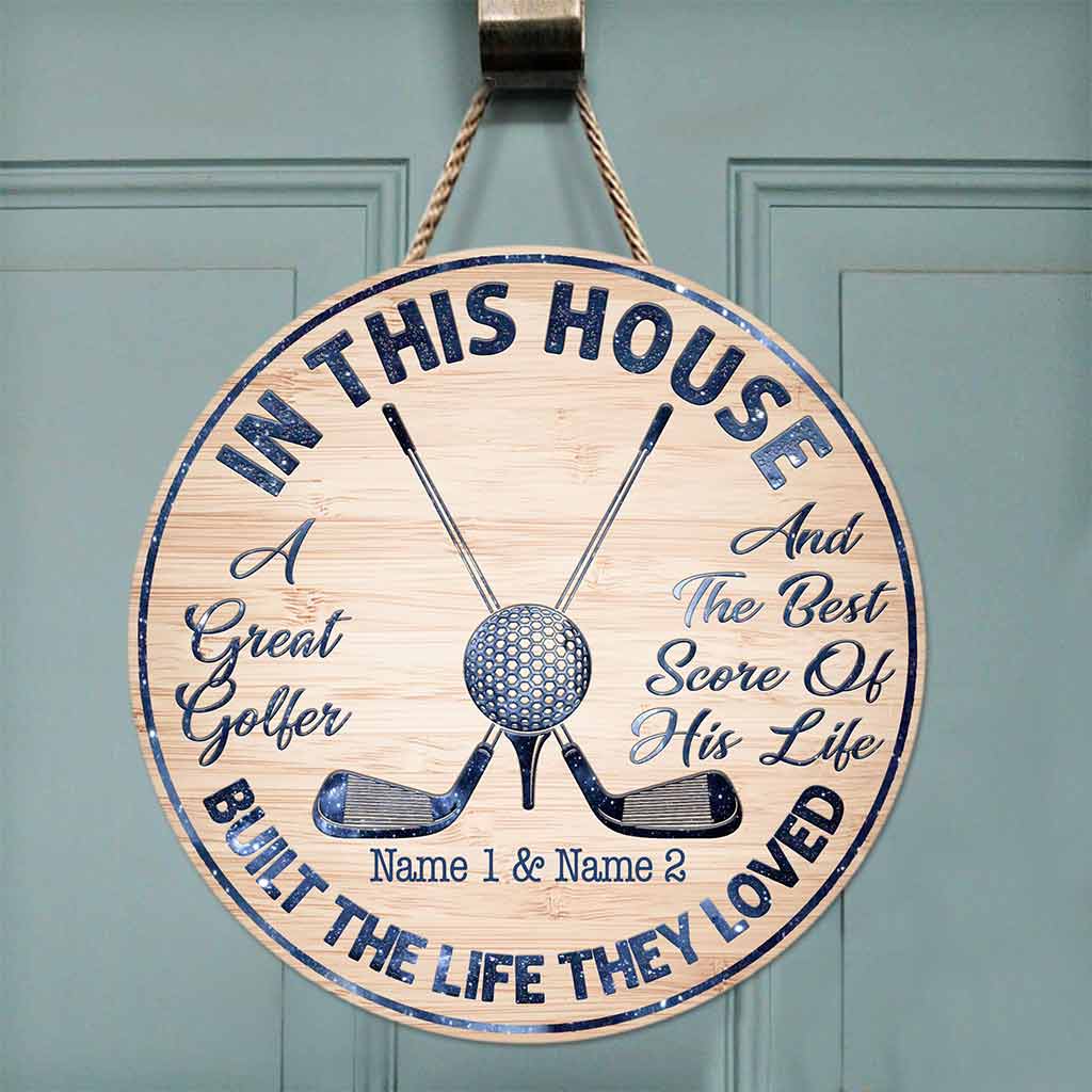 In This House - Personalized Couple Golf Round Wood Sign