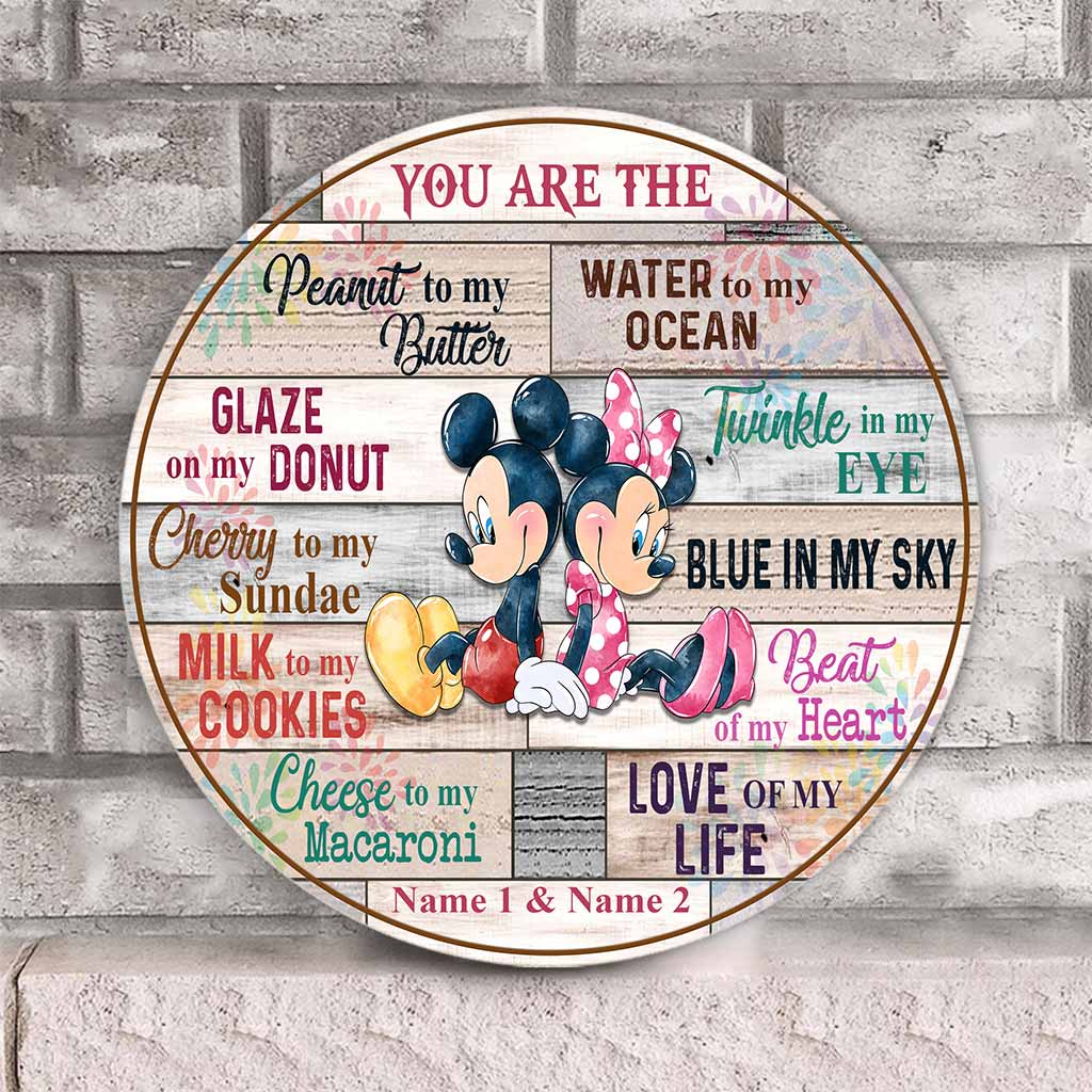 You Are The Love Of My Life - Personalized Couple Mouse Round Wood Sign