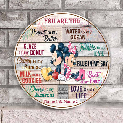 You Are The Love Of My Life - Personalized Couple Mouse Round Wood Sign