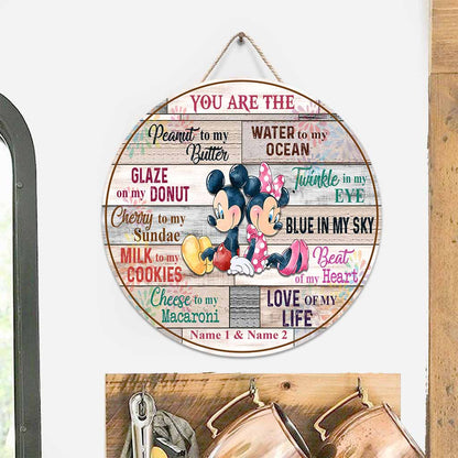 You Are The Love Of My Life - Personalized Couple Mouse Round Wood Sign