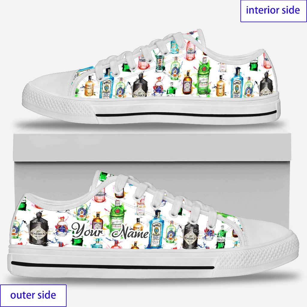 Let The Fun Begin Gin Bottles - Personalized Low Top Shoes