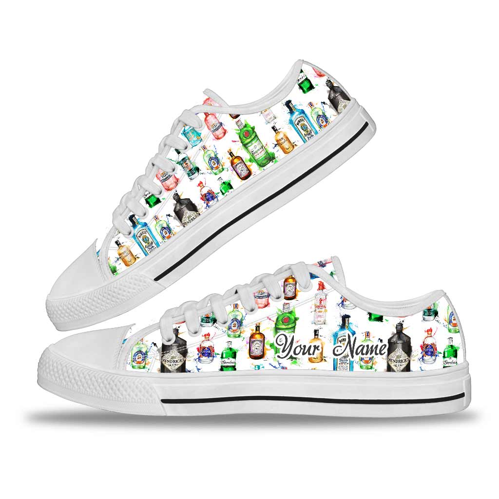 Let The Fun Begin Gin Bottles - Personalized Low Top Shoes