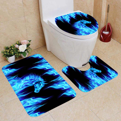 Cold Fire - Horse 3 Pieces Bathroom Mats Set