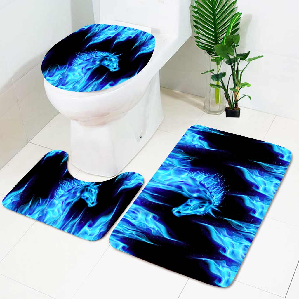 Cold Fire - Horse 3 Pieces Bathroom Mats Set