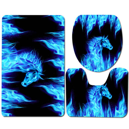 Cold Fire - Horse 3 Pieces Bathroom Mats Set