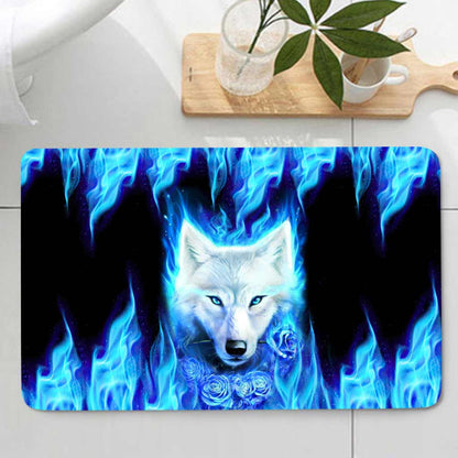 Blue Roses - Wolf 3 Pieces Bathroom Mats Set