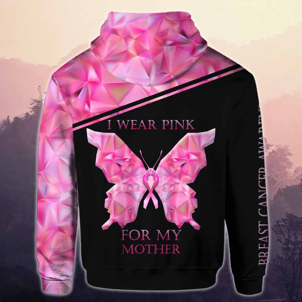 I Wear Pink For My Mother - Breast Cancer Awareness Personalized All Over T-shirt and Hoodie