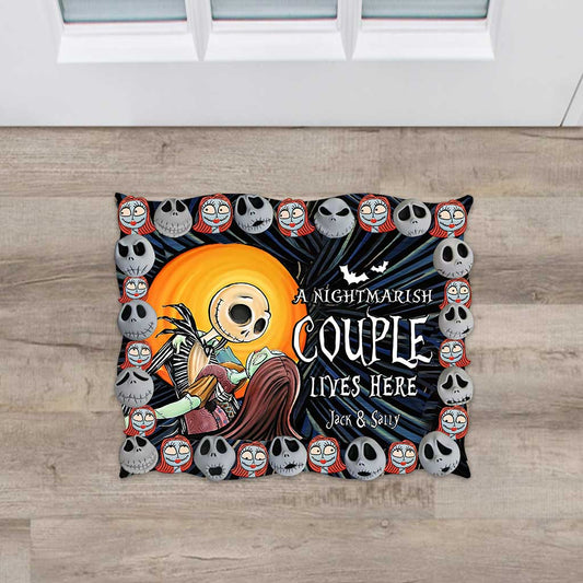 A Nightmarish Couple Lives Here - 3D Pattern Printed Personalized Nightmare Shaped Doormat