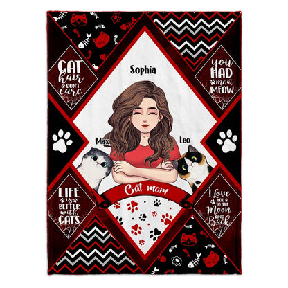 Cat Mom Cat Dad - Personalized Mother's Day Father’s Day Cat Blanket