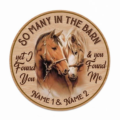 So Many In The Barn - Horse Personalized Round Wood Sign