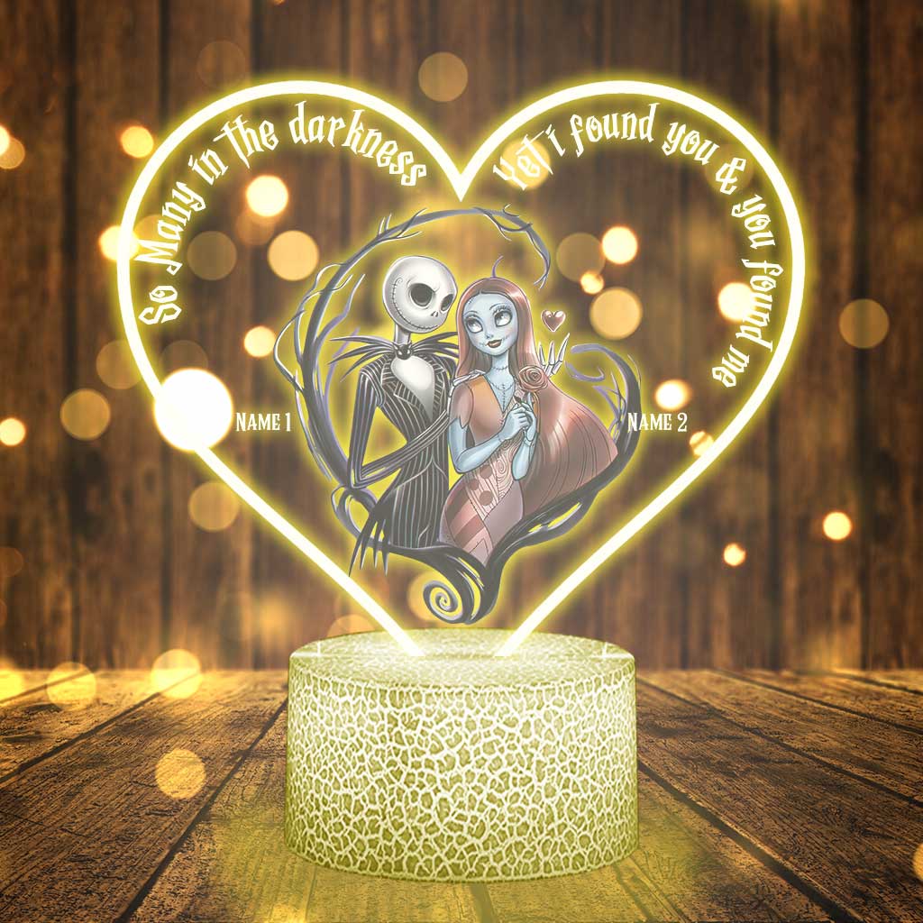 So Many In The Darkness - Personalized Couple Nightmare Shaped Plaque Light Base