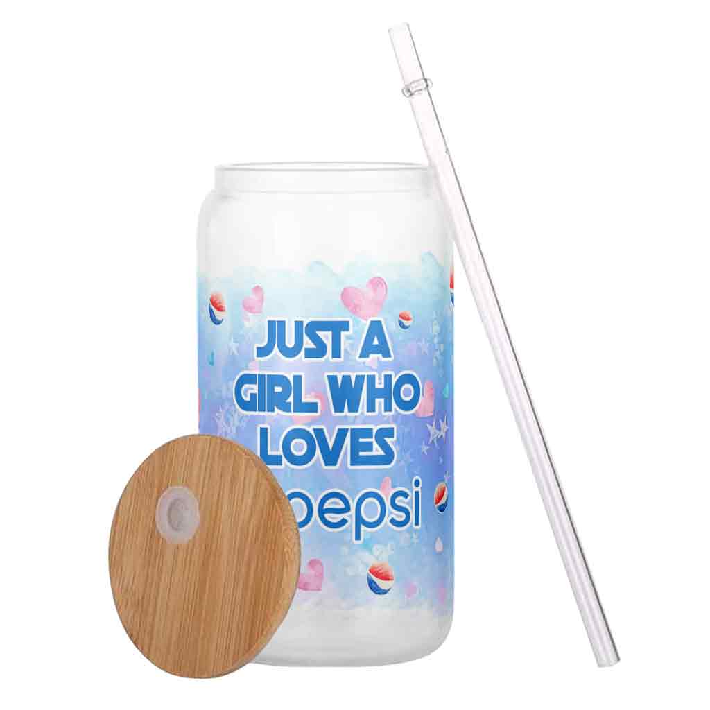 Just A Girl Who Loves - Personalized Blue Soft Drink Can Glass