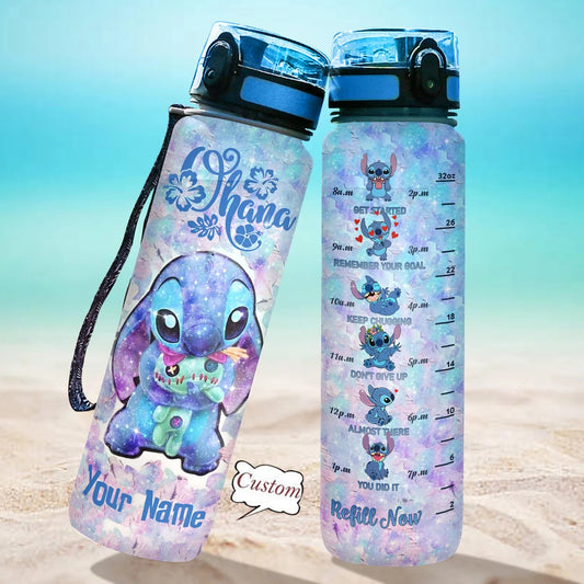 Ohana Means Family - Personalized Ohana Water Tracker Bottle 0523