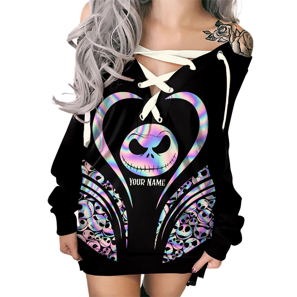 Mother Of Nightmares - Halloween Personalized Nightmare Off Shoulder Long Sleeve Dress