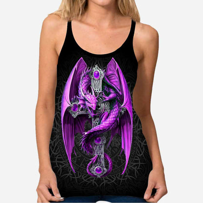 Purple Dragon Cross Tank Top