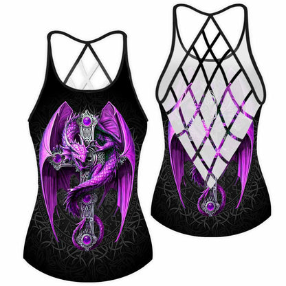 Purple Dragon Cross Tank Top