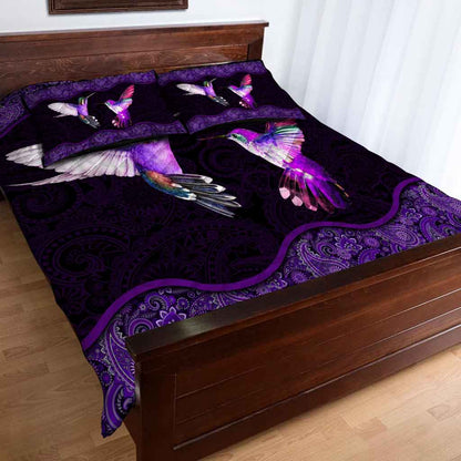 Purple Hummingbirds Quilt Set