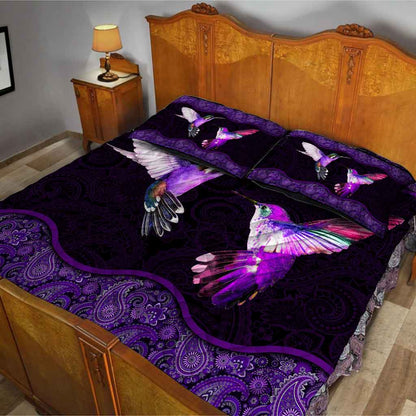 Purple Hummingbirds Quilt Set