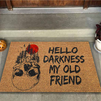 Hello Darkness My Old Friend - Skull Coir Pattern Print Doormat