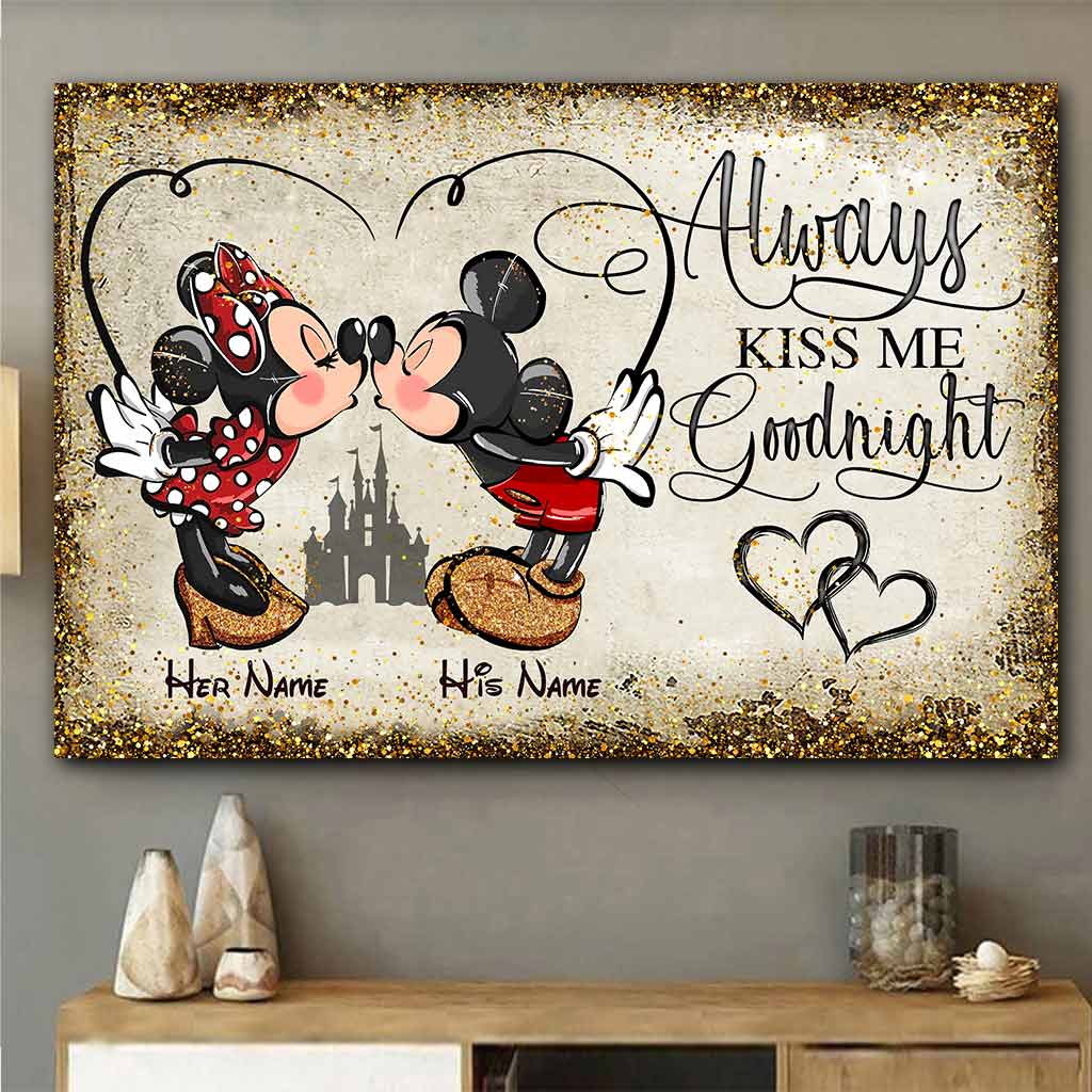 Always Kiss Me Goodnight - Personalized Couple Mouse Poster