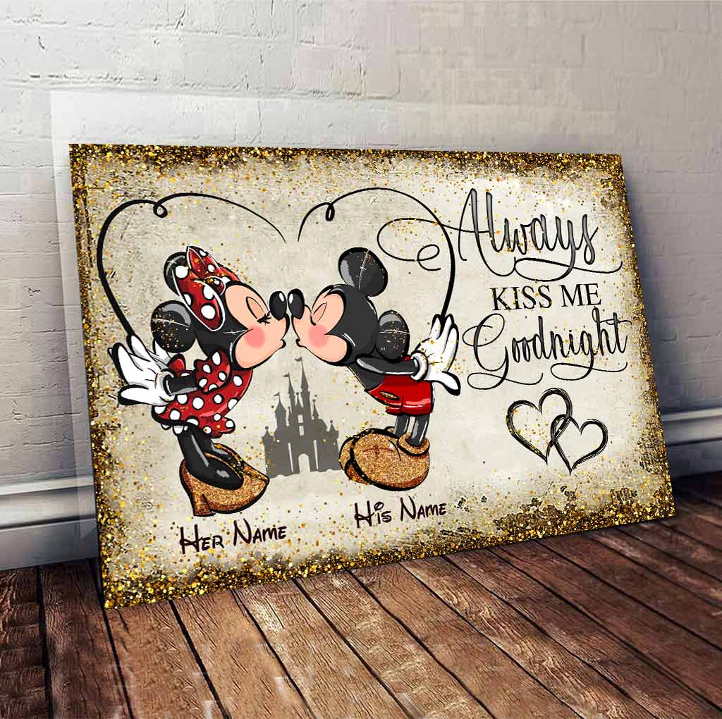 Always Kiss Me Goodnight - Personalized Couple Mouse Poster
