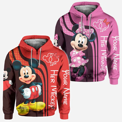 Mouse Ears Couple - Personalized All Over T-shirt and Hoodie