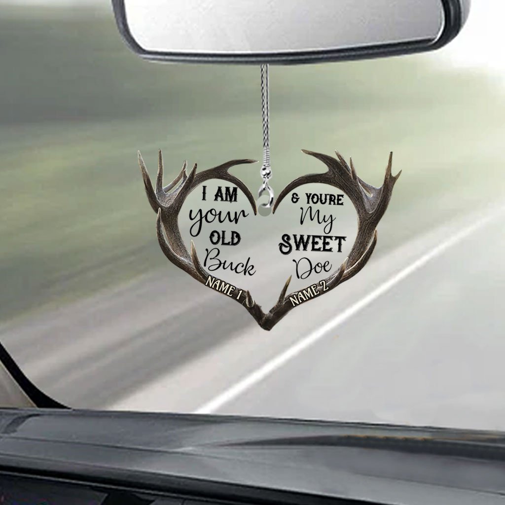 Old Buck Sweet Doe - Personalized Couple Hunting Transparent Car Ornament