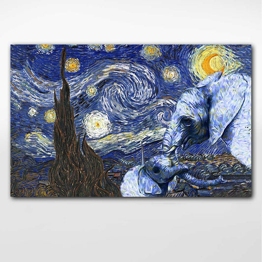 Happy Mother's Day Elephant Van Gogh Style Starry Night - Mother Poster