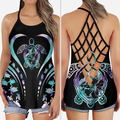 Blue Ocean - Turtle Cross Tank Top