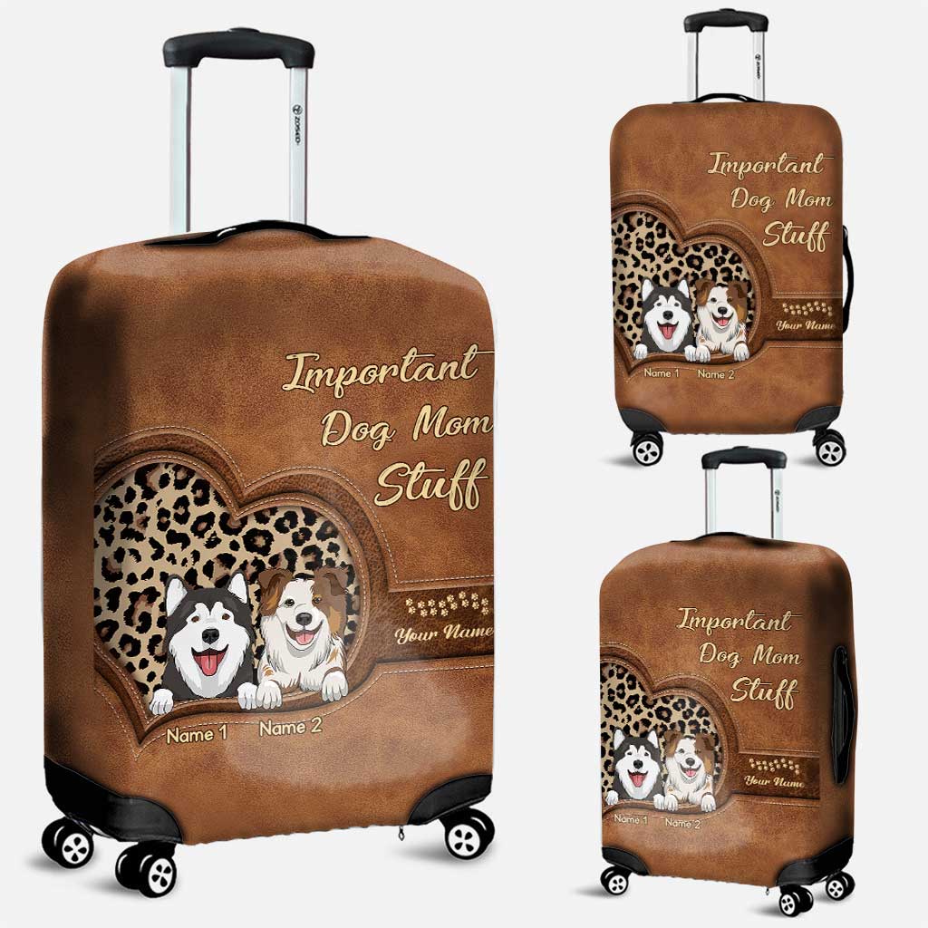 Important Dog Mom Stuff - Personalized Luggage Cover