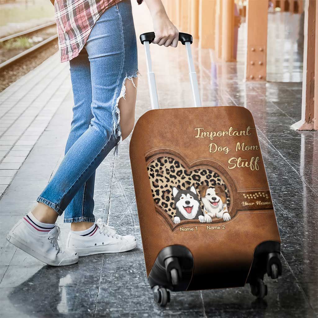 Important Dog Mom Stuff - Personalized Luggage Cover