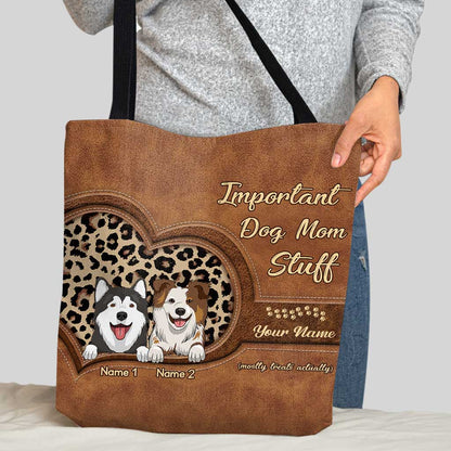 Important Dog Mom Stuff - Personalized Dog Tote Bag