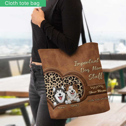 Important Dog Mom Stuff - Personalized Dog Tote Bag