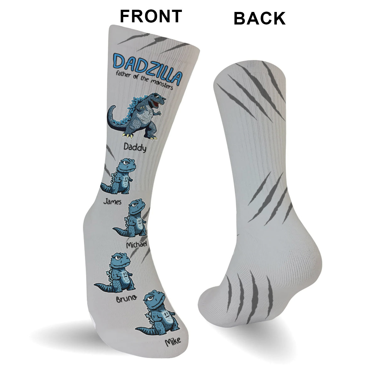 Dadzilla Father Of Monsters - Personalized Father Socks