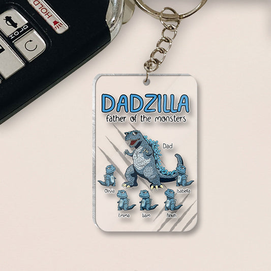 Dadzilla Father Of Monsters - Personalized Father Transparent Keychain