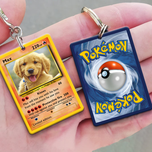 Poke Card - Personalized Monster Trainer Keychain (Printed On Both Sides)