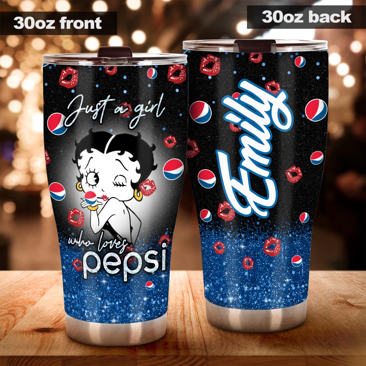 Just A Girl Who Loves - Personalized Blue Soft Drink Tumbler