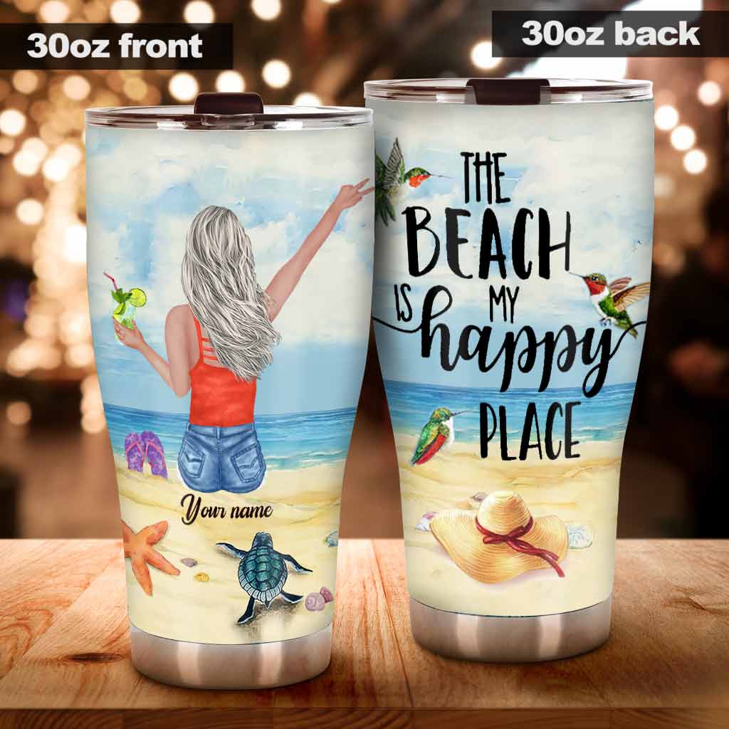 The Beach Is My Happy Place - Sea Lover Personalized Tumbler