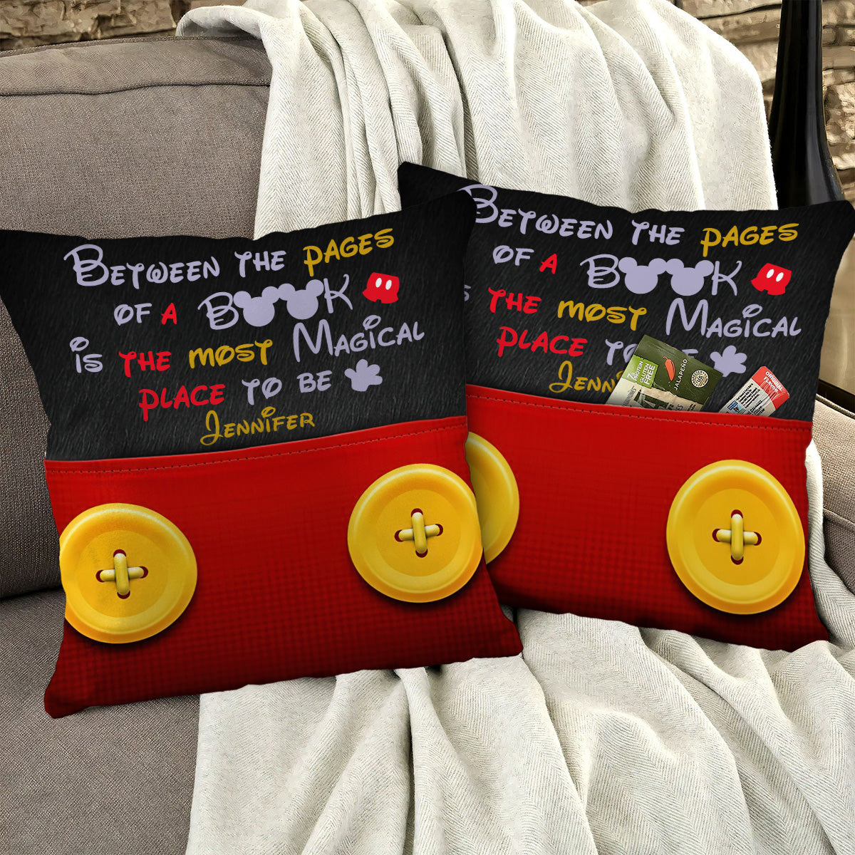 Reading Mouse - Personalized Book Pocket Pillow