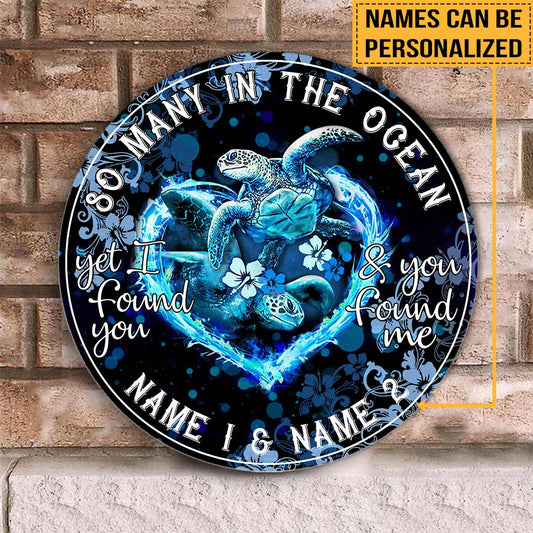 So Many In The Ocean - Turtle Personalized Round Wood Sign