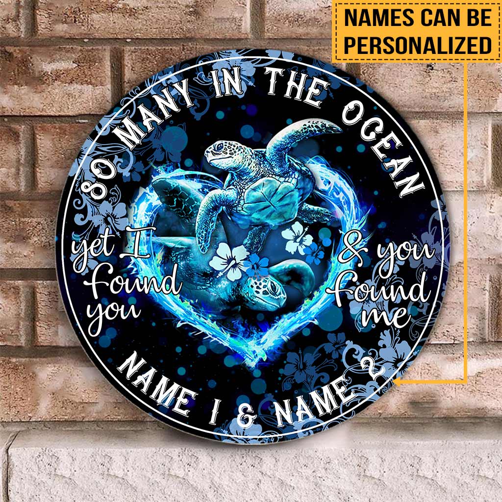 So Many In The Ocean - Turtle Personalized Round Wood Sign