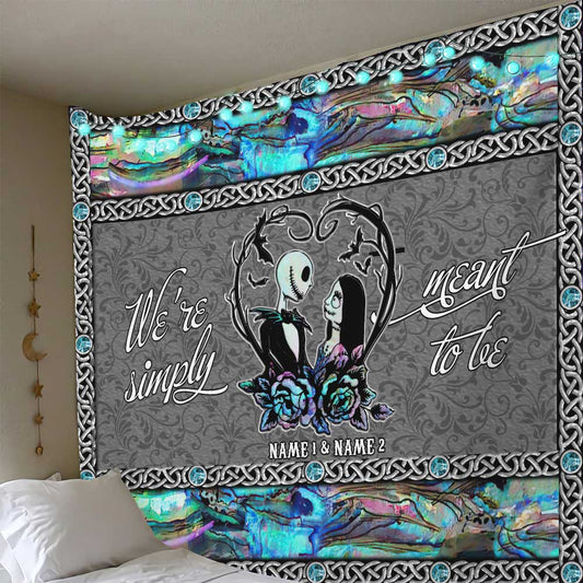 We're Simply Meant To Be - Personalized Couple Nightmare Wall Tapestry