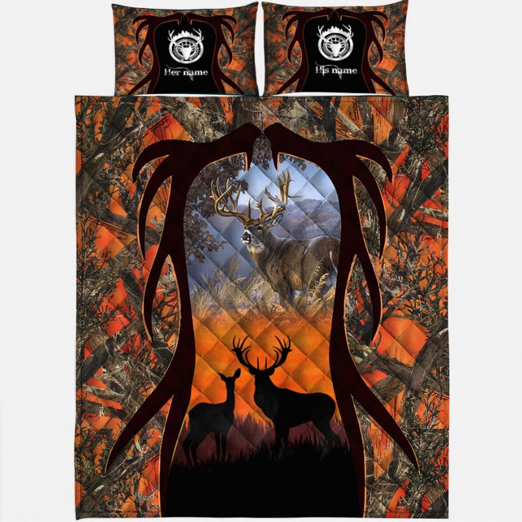 Hunting Couple - Personalized  Quilt Set