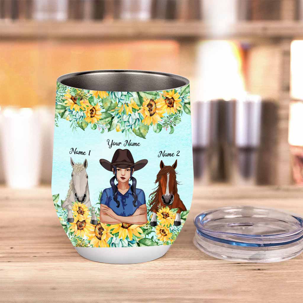 Proud Mom Of A Horse - Personalized Wine Tumbler