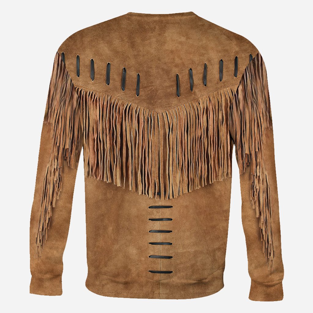 Indigenous - Personalized American Indian All Over T-shirt and Hoodie With Leather Pattern Print