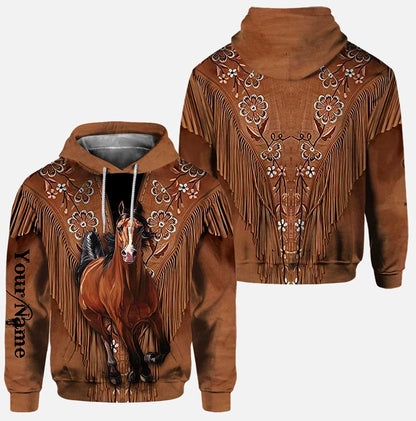 Horse Girl - Personalized Hoodie And Leggings With Leather Pattern Print